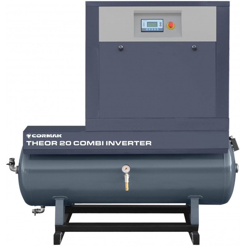 Kit THEOR 20 COMBI-500 cu invertor - 15kW - 2000 L/min. - Compresor cu surub THEOR 20 + Cilindru 500 l CORMAK - 1