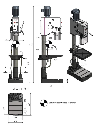 Masina de gaurit Optimum DH 32GS, precizie pentru metale