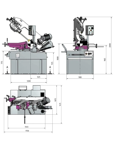 Ferastrau banda metal Optimum S 350 DG pentru taiere precisa