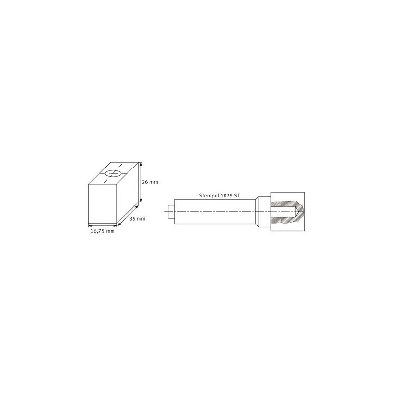 Ersatz-Kohle 90", gebohrt mit M 10 Gewinde für Stempel 1025 ST0