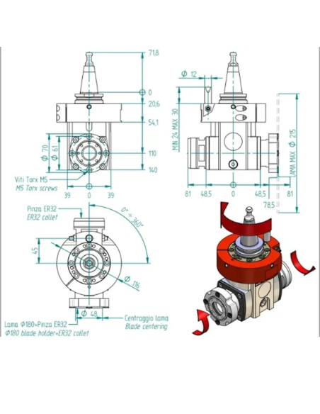 Unitate CNC ISO30 si ferastrau, taiere precisa