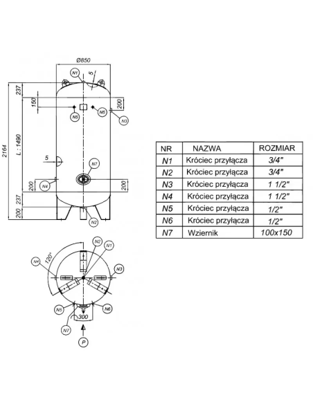 Rezervor de presiune 11 BAR 1000 L