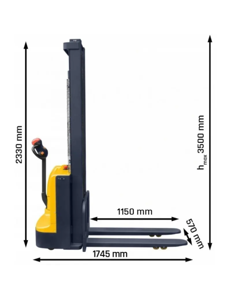 Stivuitor electric Q10E35, ridicare 3500 mm, incarcare 1000 kg