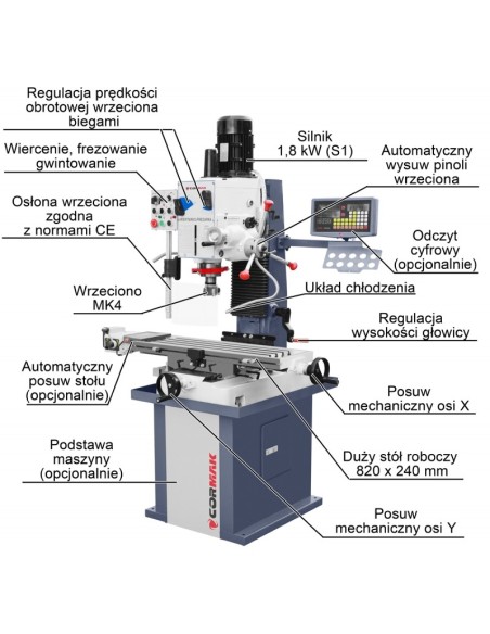 Masina gaurit frezat Cormak ZX 7045 B1 pentru precizie