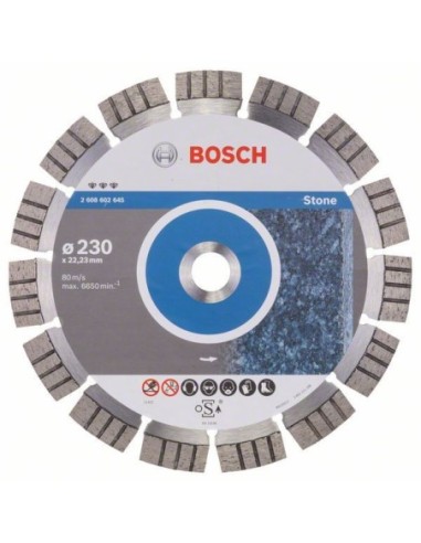 Disc diamantat Bosch 230mm, eficient pentru piatra