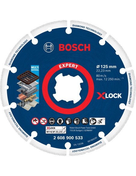 Disc diamantat 125 mm Bosch X-LOCK pentru taiere fina