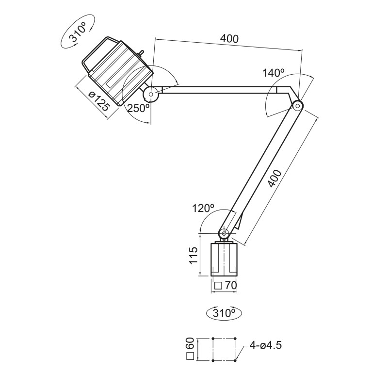 Lampa brat articulat Optimum pt iluminarea precisa