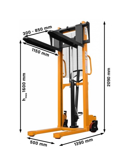 Stivuitor manual Cormak 2000kg cu furci reglabile