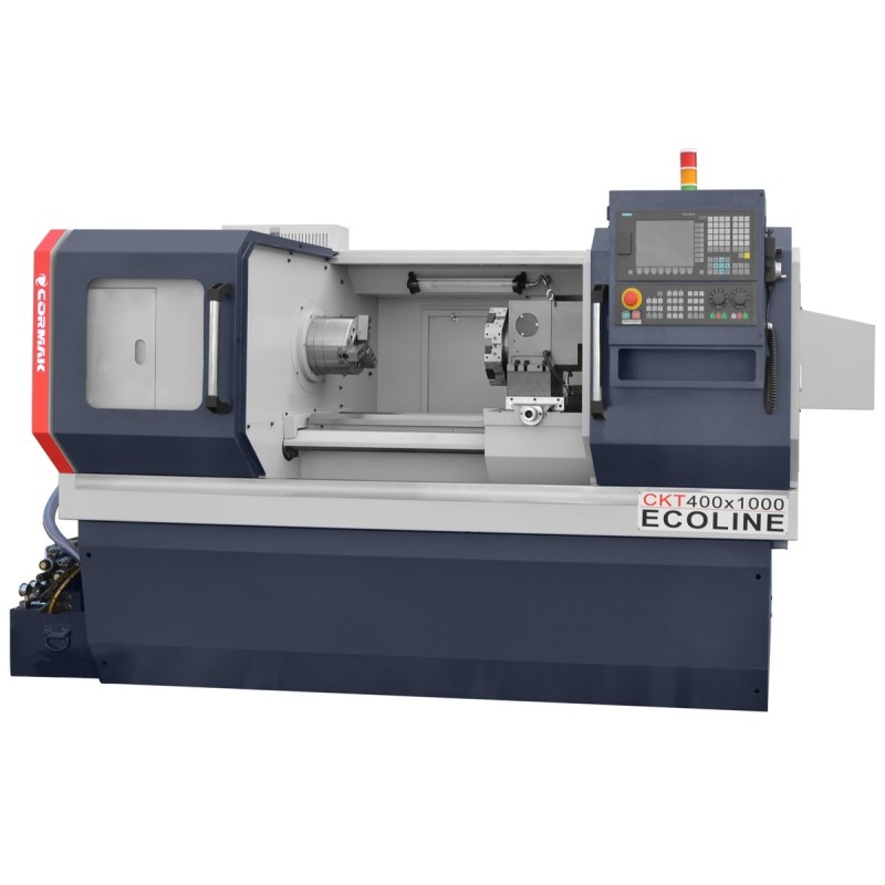 Strung CORMAK CNC CKT cu batiu orizontal 400x1000, magazie cu 8 scule, hidraulic si divizor CORMAK - 1