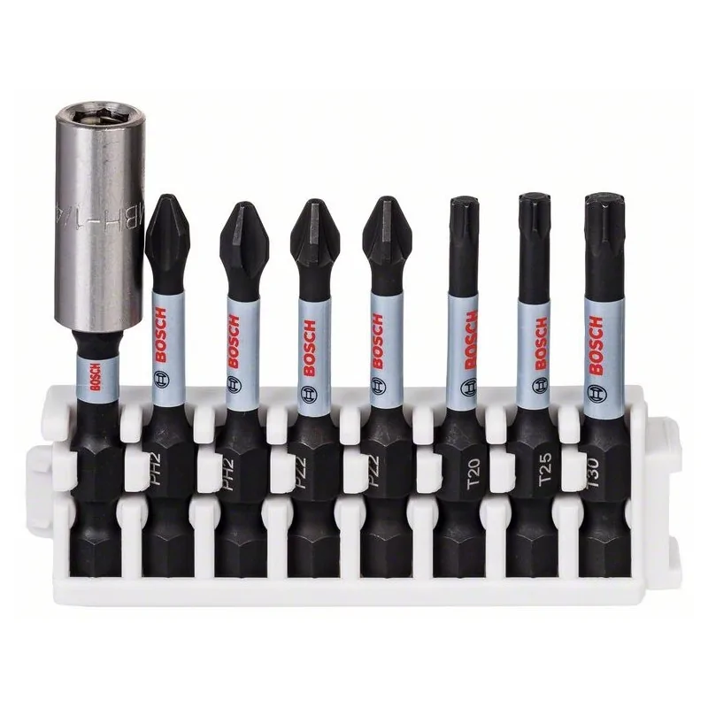 Set 8 biti impact Power 50mm cu suport standard PH2, PZ2, T20, T25, T30 BOSCH - 1