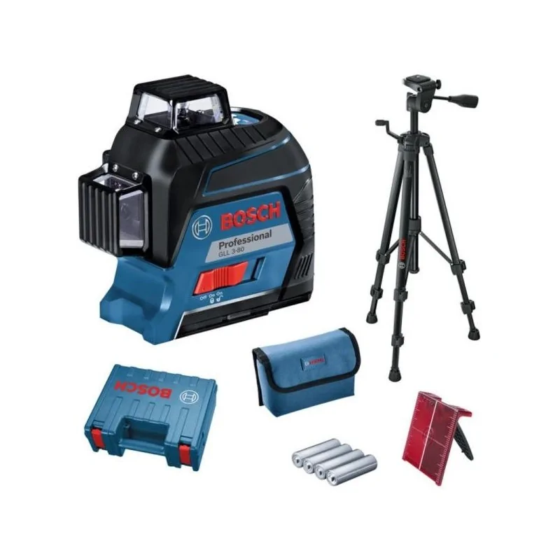 Bosch GLL 3-80 + BT 150 Nivela laser cu linii, 30m, receptor 120m, precizie 0.3mm/m BOSCH - 1