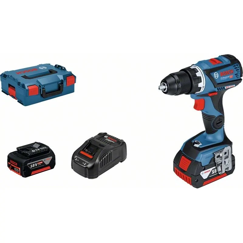 Bosch GSR 18V-60 C Masina de gaurit si insurubat cu acumulator + 2 x Acumulatori GBA 18V 5.0Ah + Incarcator GAL 1880 CV + L-Boxx