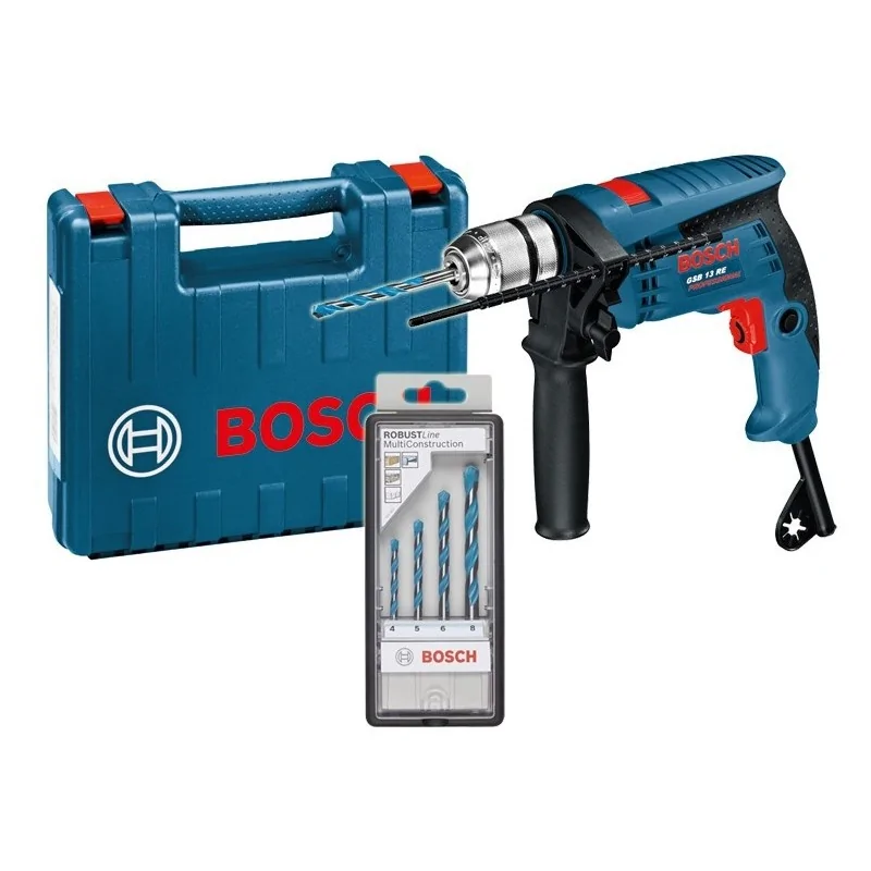 Bosch GSB 13 RE Masina de gaurit cu percutie, 600W + Set de 4 burghie MultiConstruction in cutie BOSCH - 1