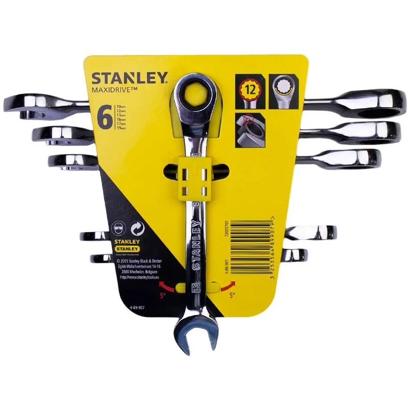 Stanley 4-89-907 Set de 6 chei combinate cu clichet 10, 12, 13, 16, 17, 19 mm STANLEY - 1