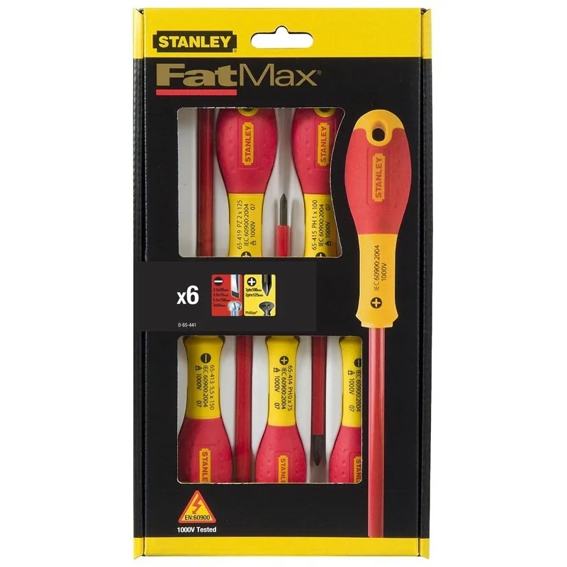 Stanley 0-65-441 Set 6 surubelnite FATMAX izolate, drepte, PH, tester tensiune STANLEY - 1