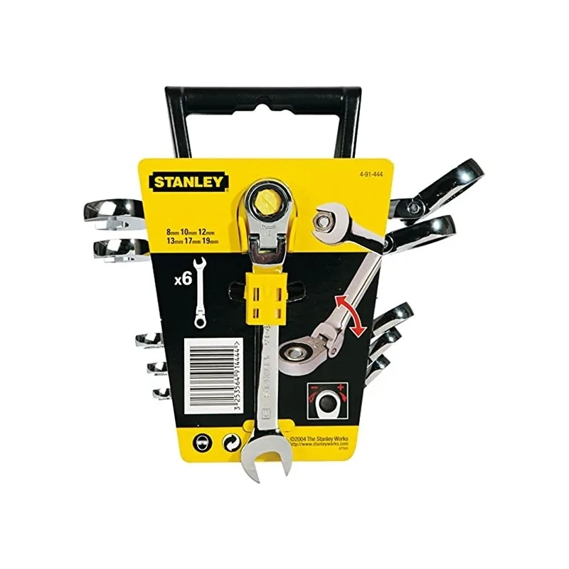 Stanley 4-91-444 Set 6 chei combinate cu clichet articulate 8, 10, 12, 13, 17, 19 mm STANLEY - 1