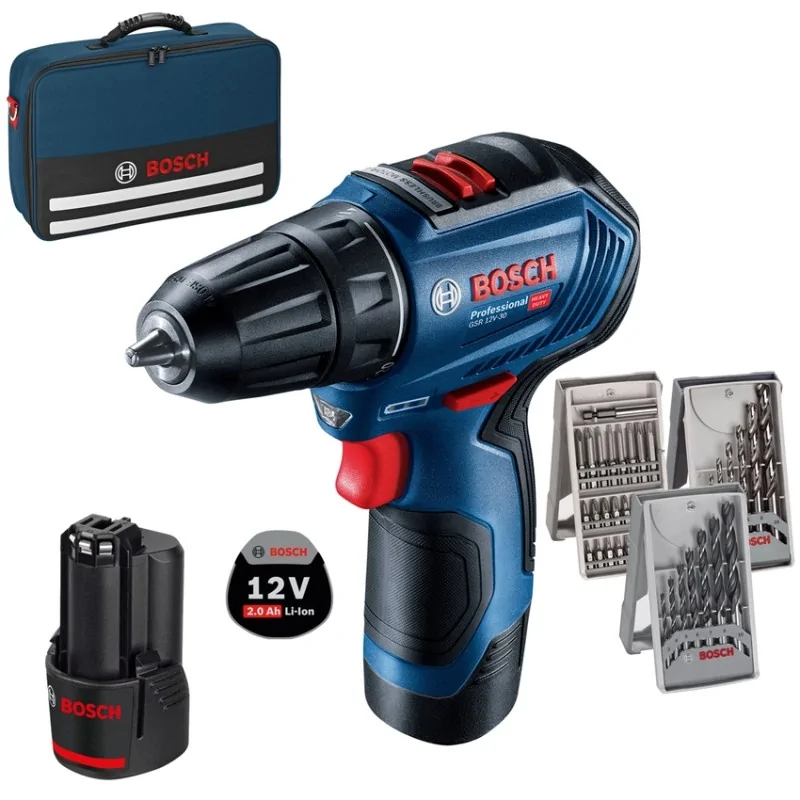 Bosch GSR 12V-30 Masina de gaurit si insurubat brushless cu 2 acumulatori Li-Ion, 2Ah, 30Nm + Accesorii BOSCH - 1