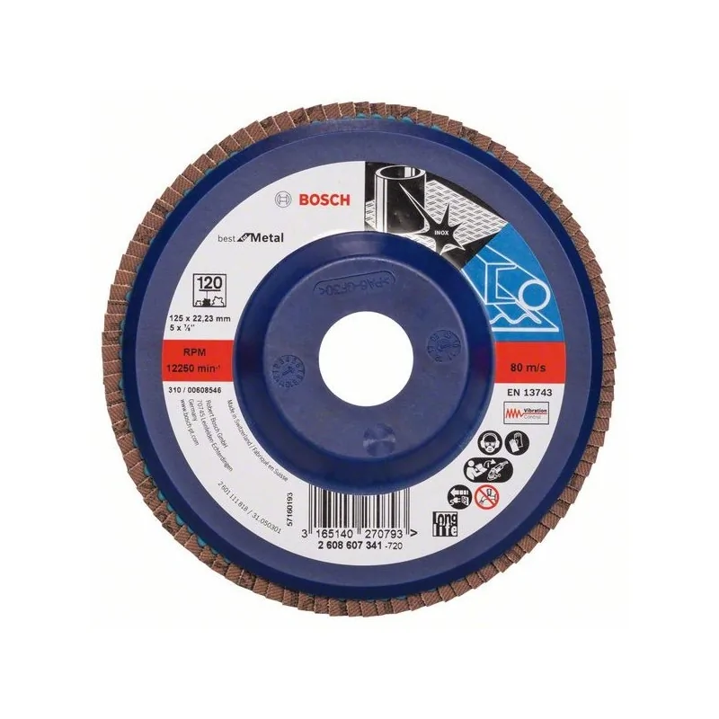 Disc de slefuire evantai X571, Best for Metal D 125mm G 120, drept BOSCH - 1