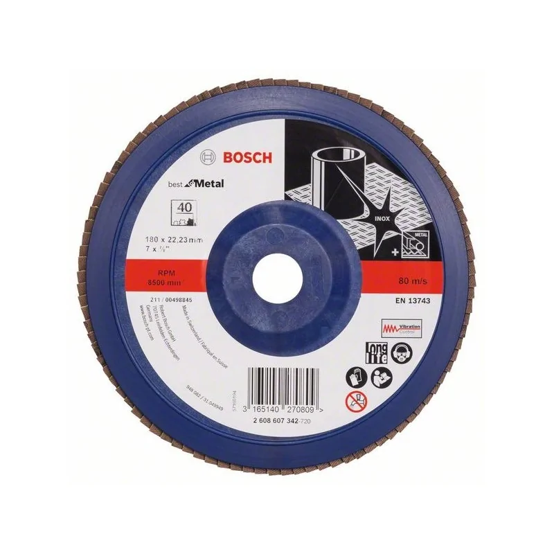 Disc de slefuire evantai X571, Best for Metal D 180mm G 40, drept BOSCH - 1