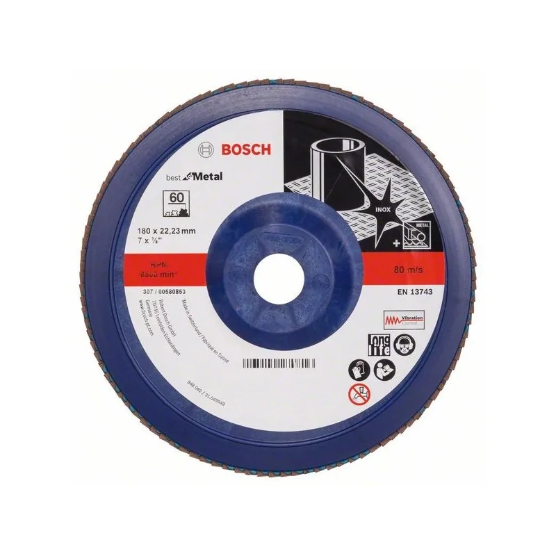 Disc de slefuire evantai X571, Best for Metal D 180mm G 60, drept BOSCH - 1