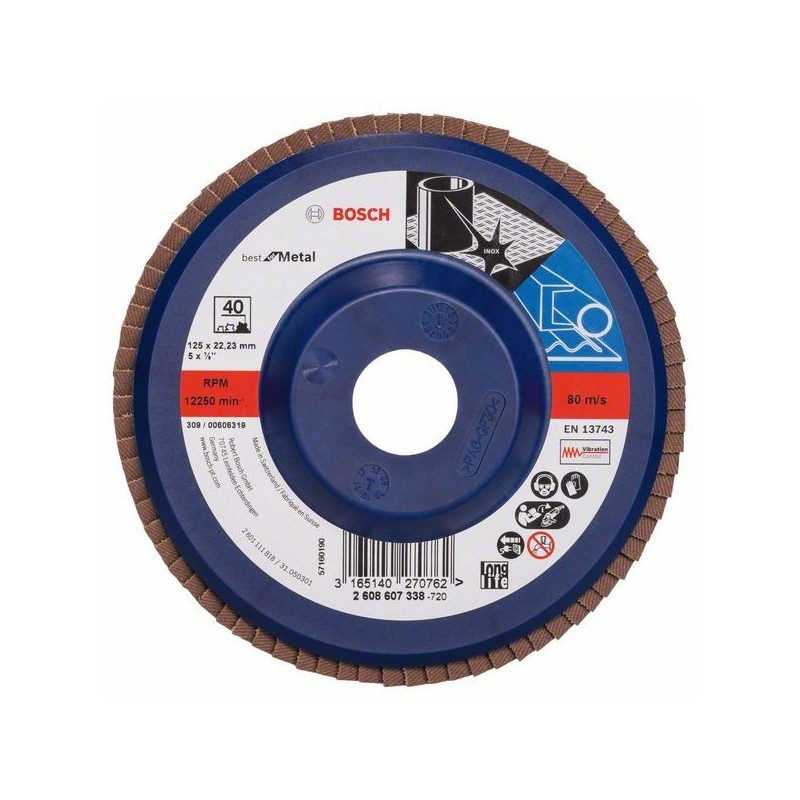 Disc de slefuire evantai X571, Best for Metal D 125mm G 40, drept BOSCH - 1