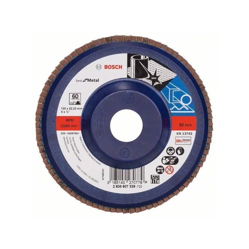 Disc de slefuire evantai X571, Best for Metal D 125mm G 60, drept BOSCH - 1