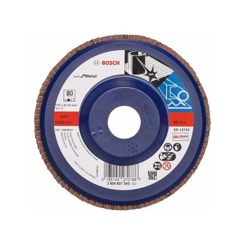 Disc de slefuire evantai X571, Best for Metal D 125mm G 80, drept BOSCH - 1