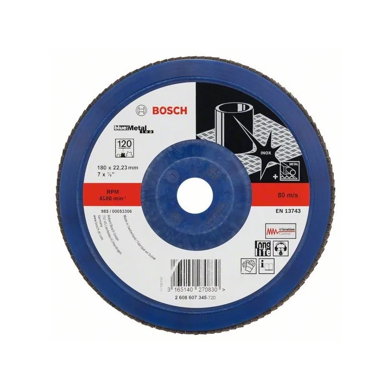 Disc de slefuire evantai X571, Best for Metal D 180mm G 120, drept BOSCH - 1