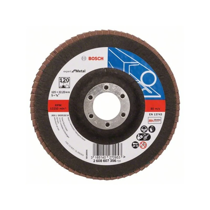 Disc de slefuire evantai X551, Expert for Metal D 125mm G 120, cu degajare BOSCH - 1