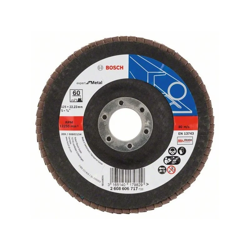 Disc de slefuire evantai X551, Expert for Metal D 125mm G 60, cu degajare BOSCH - 1