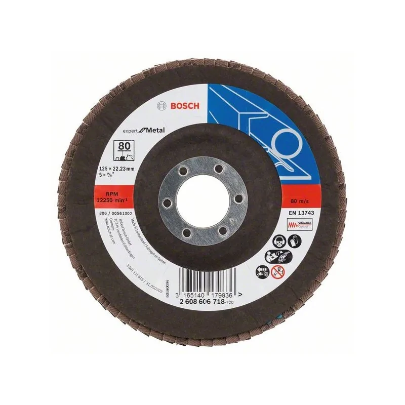 Disc de slefuire evantai X551, Expert for Metal D 125mm G 80, cu degajare BOSCH - 1