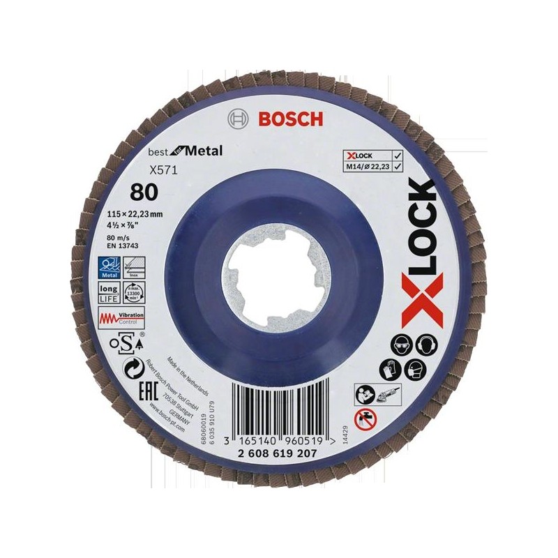 Disc evantai X-Lock, 115mm, G80 BOSCH - 1