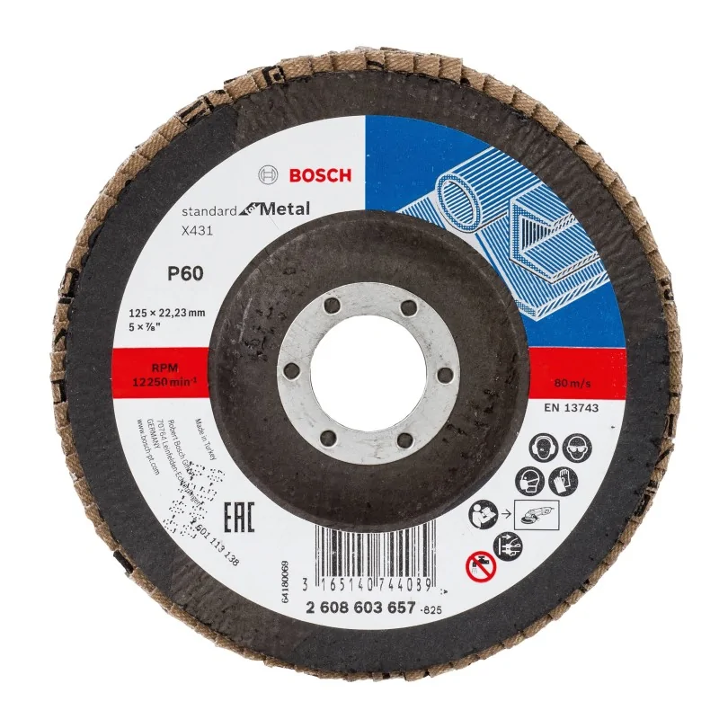 Disc de slefuire evantai X431, Standard for Metal 125mm, 22,23mm, 60 BOSCH - 1