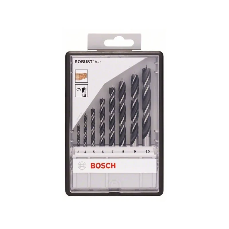 Set Robust Line burghie elicoidale pentru lemn 3, 4, 5, 6, 7, 8, 9, 1 set 8 buc. BOSCH - 1