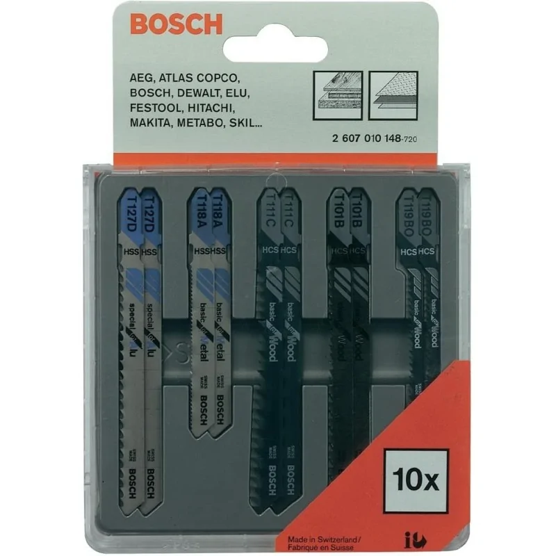 Set de 10 panze T pentru lemn/metal BOSCH - 1