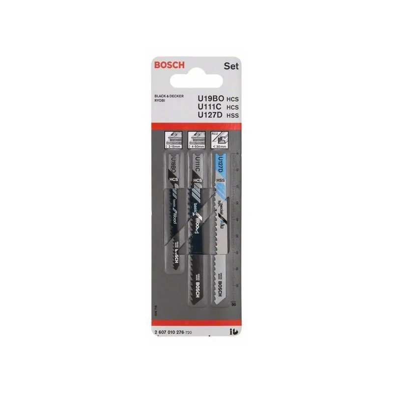 Set de 3 panze U pentru lemn/aluminiu BOSCH - 1