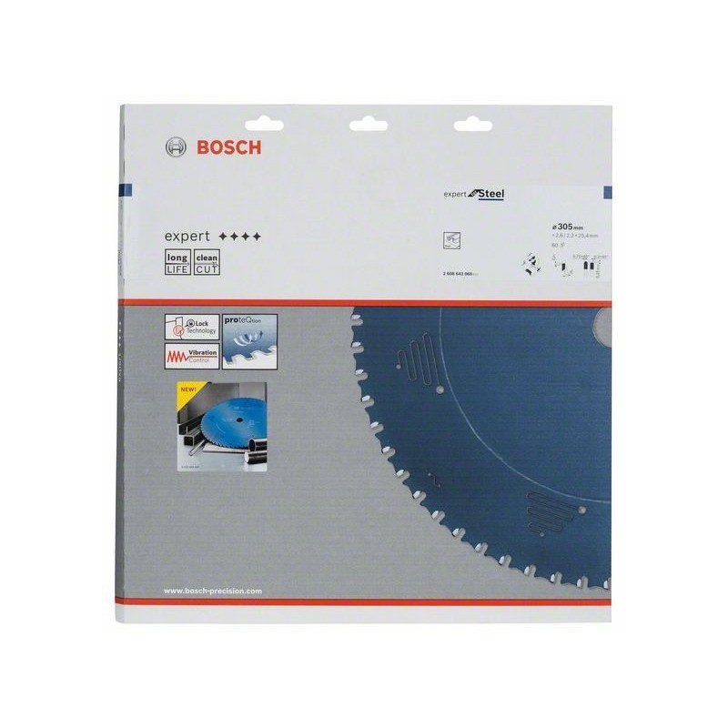 Panza de ferastrau circular Expert for Steel 305x25,4x2,6mm, 60 BOSCH - 1