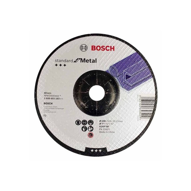 Disc de degrosare cu degajare Standard for Metal A 24 P BF, 180mm, 22,23mm, 6 BOSCH - 1