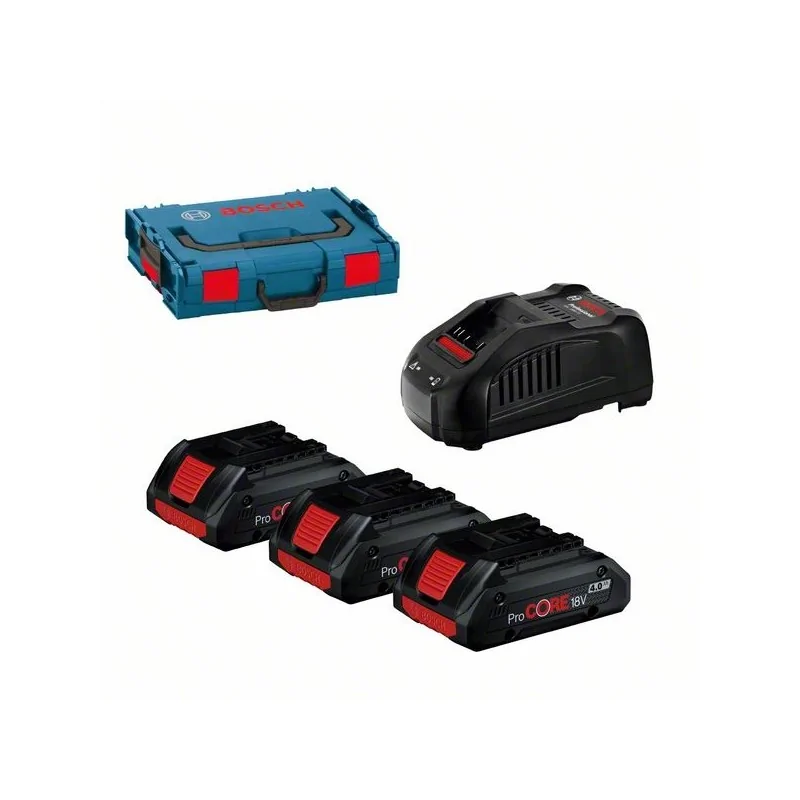 Set acumulatori si incarcator 3x ProCORE Li-Ion, 18 V, 4 Ah, valiza speciala BOSCH - 1