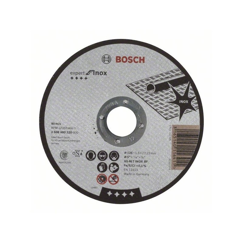 Disc de taiere drept Expert for Inox AS 46 T INOX BF, 125mm, 1,6mm BOSCH - 1