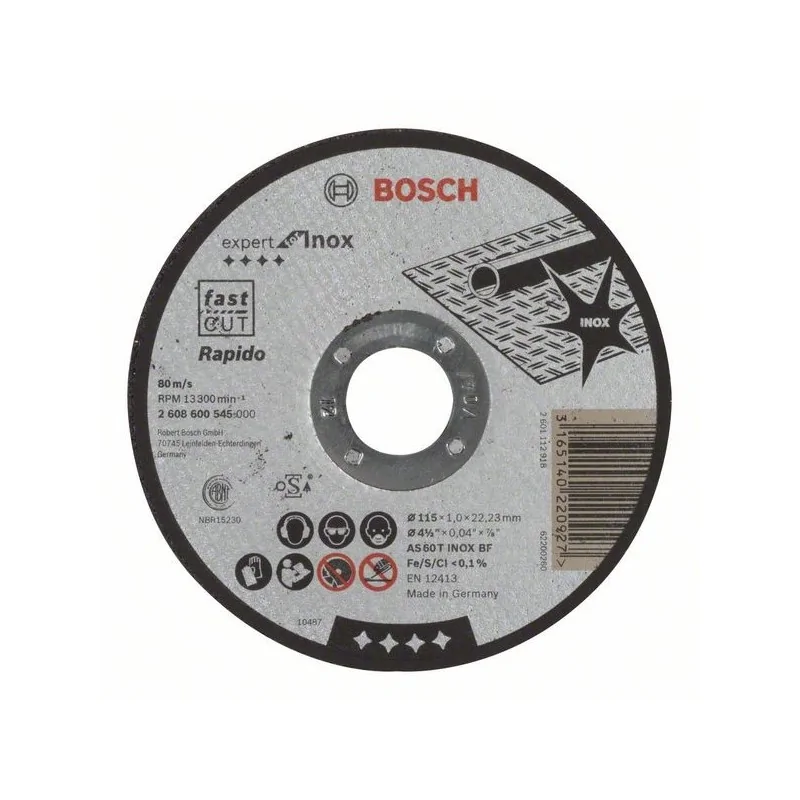 Disc de taiere drept Expert for Inox - Rapido AS 60 T INOX BF, 115mm, 1,0mm BOSCH - 1