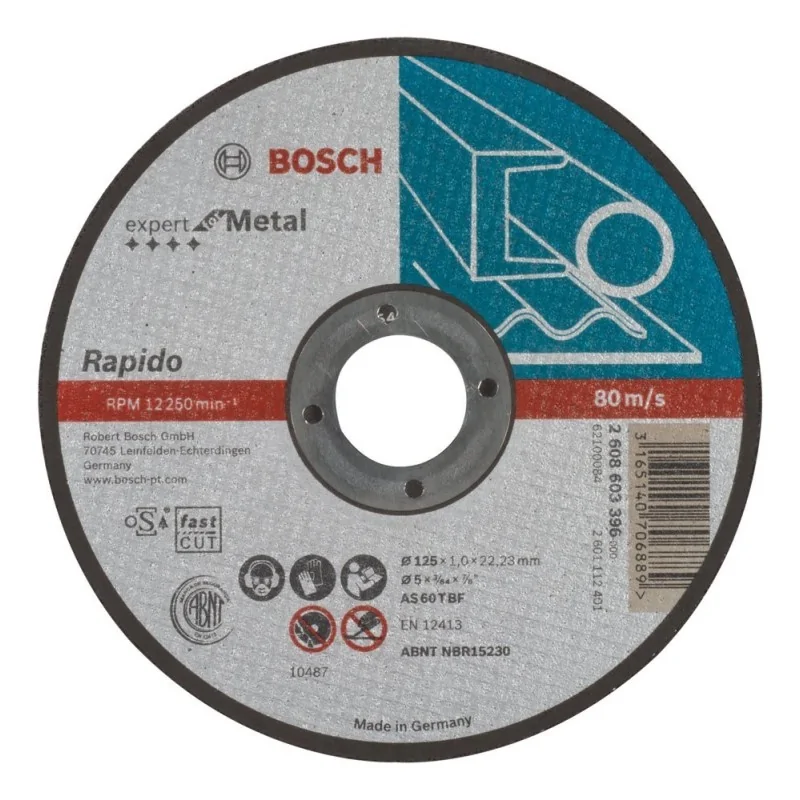 Disc de taiere drept Expert for Metal - Rapido AS 60 T BF, 125mm, 1,0mm BOSCH - 1