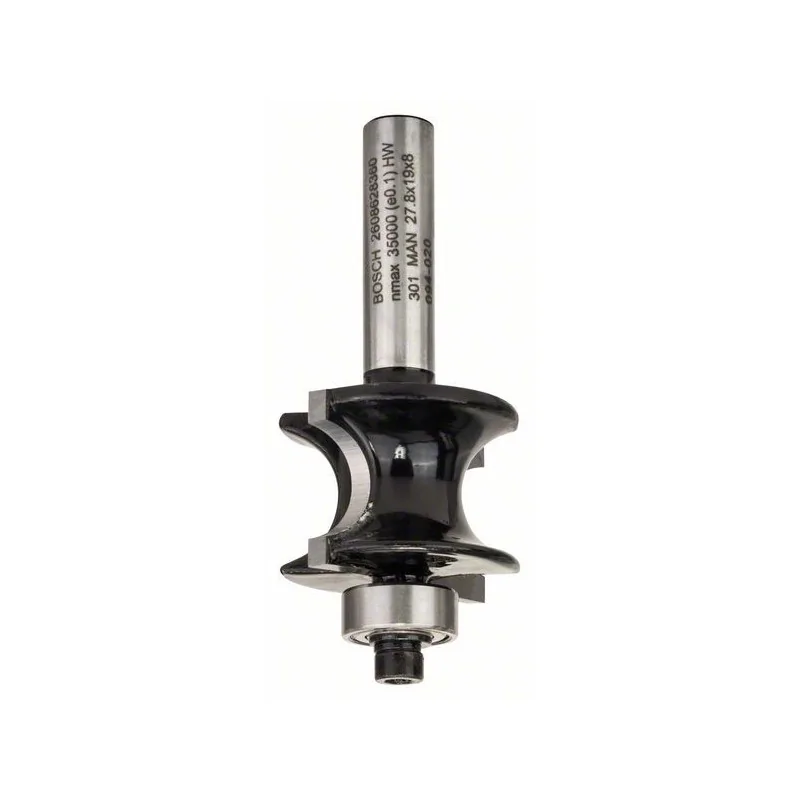 Freza de semibara cu rulment de ghidare, 8mm, R1 6mm, L 19mm, G 63mm 8mm, R BOSCH - 1