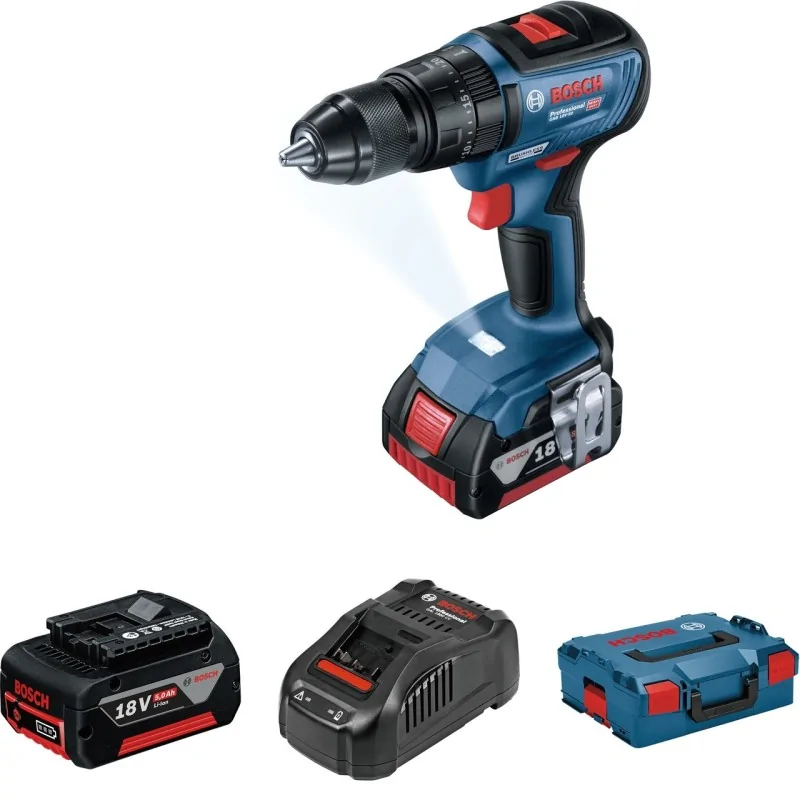 Bosch GSB 18V-50 Masina de gaurit cu percutie brushless cu 2 acumulatori Li-Ion, 5Ah, 50Nm + L-Boxx BOSCH - 1