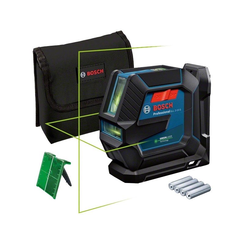 Bosch GLL 2-15 G cu laser verde pentru precizie maxima