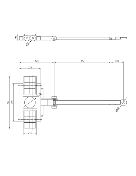 Sasiu Cormak WL9 cu role poliuretan, capacitate 9000 kg