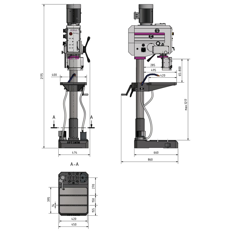 Masina de gaurit Optimum DH 55 G, ideala pentru uz industrial