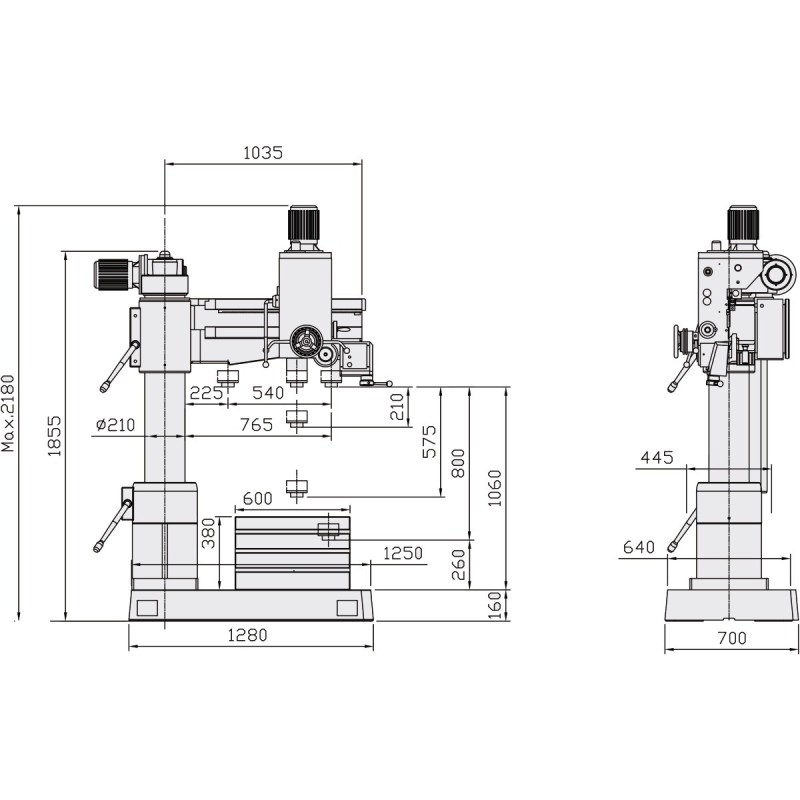 Masina de gaurit radial Optimum RD 4 pentru operatii grele