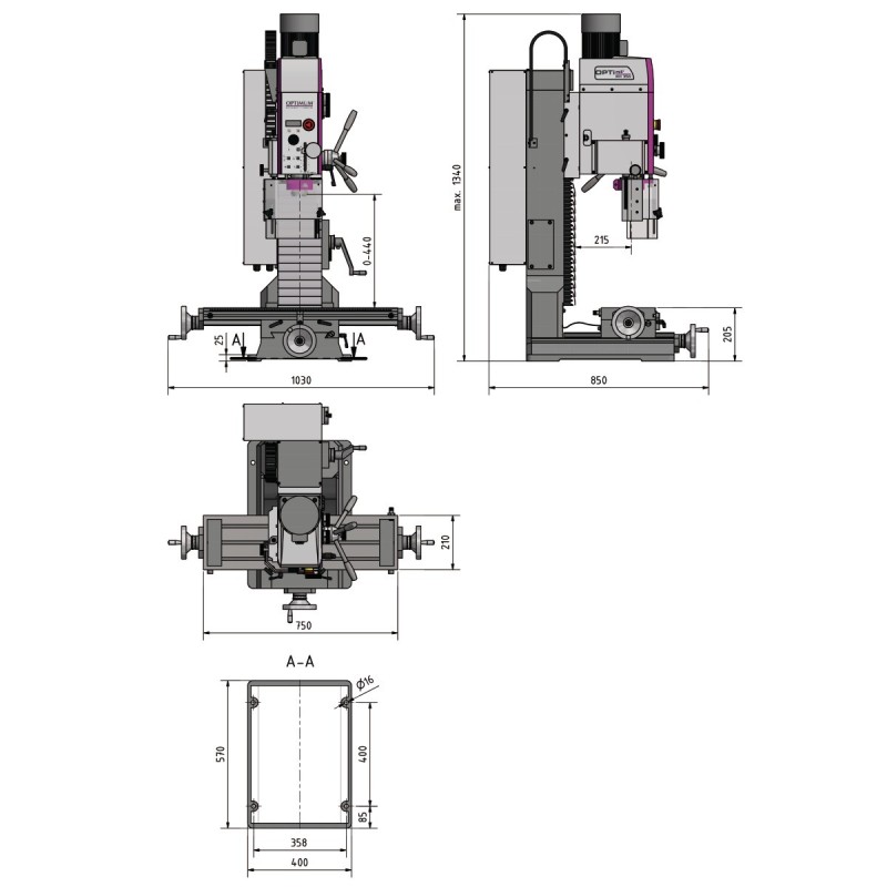 Masina de gaurit si frezat Optimum MH 35G, precizie superioara