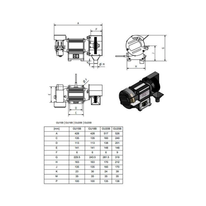 Masina slefuit Optimum GU 15B, design robust